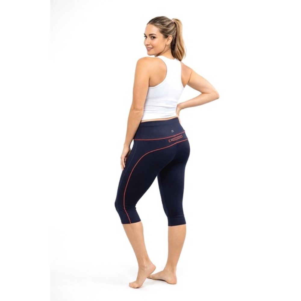 GapFit Blackout‎ Technology Leggings Orange Navy Blue Athletic Workout M 75-00